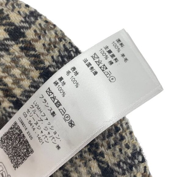 Celine Hat Wool Cotton Brown Triomphe Logo Check Bucket Hat